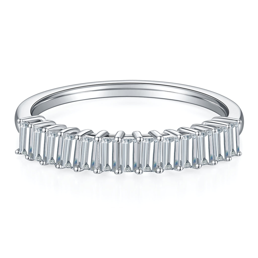 A Luxurious And Fashionable Light Luxury Jewelry Silver Ring Set With Top-quality Moissanite, S925 Silver Plated With Platinum