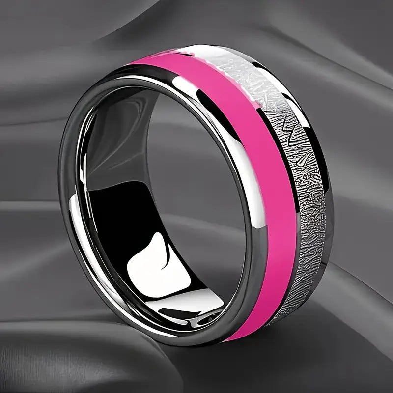 8mm Stainless Steel Ring Inlaid Stickers Men's And Women's Same Ring