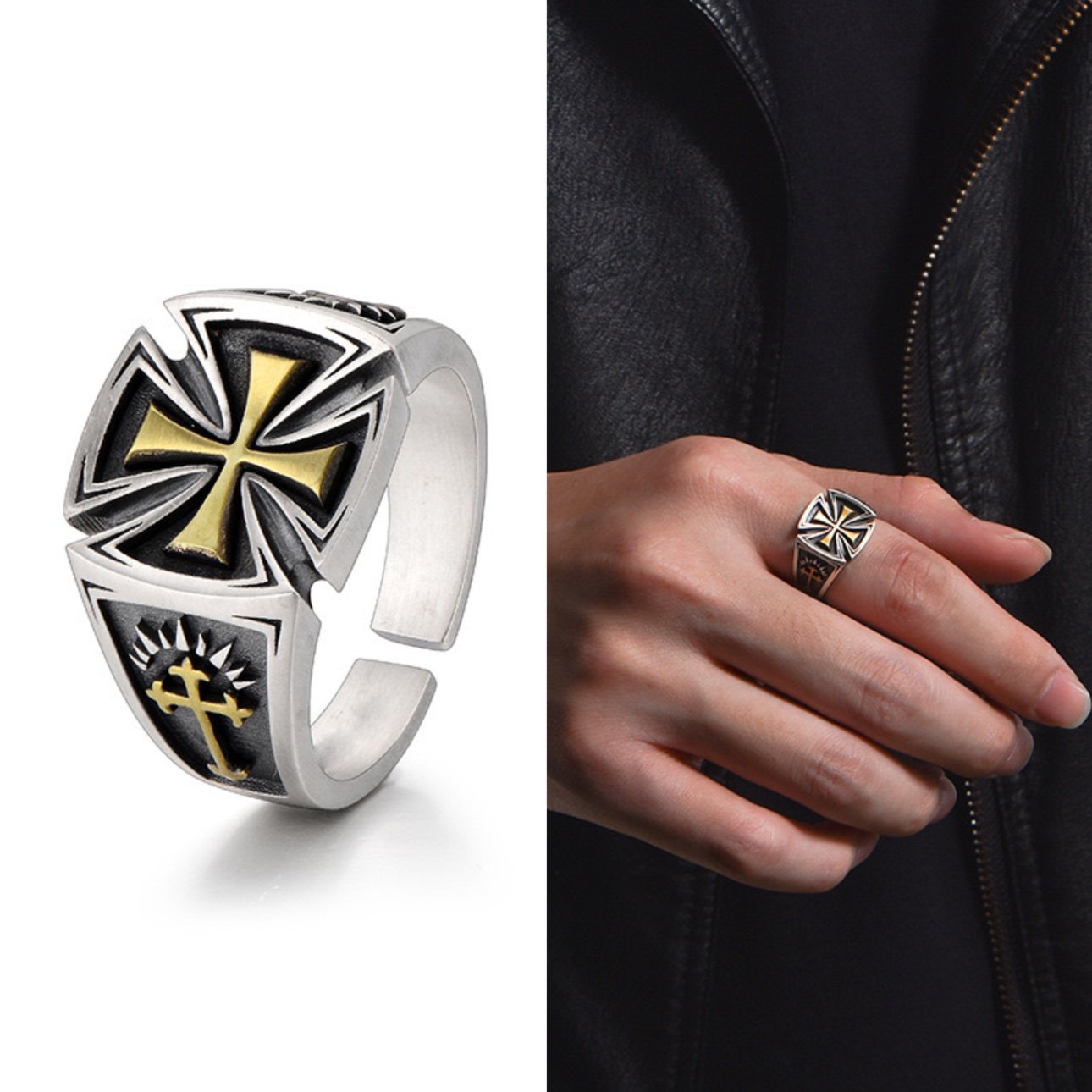 Vintage Vintage Men's Niche Adjustable Ring With An Open Mouth