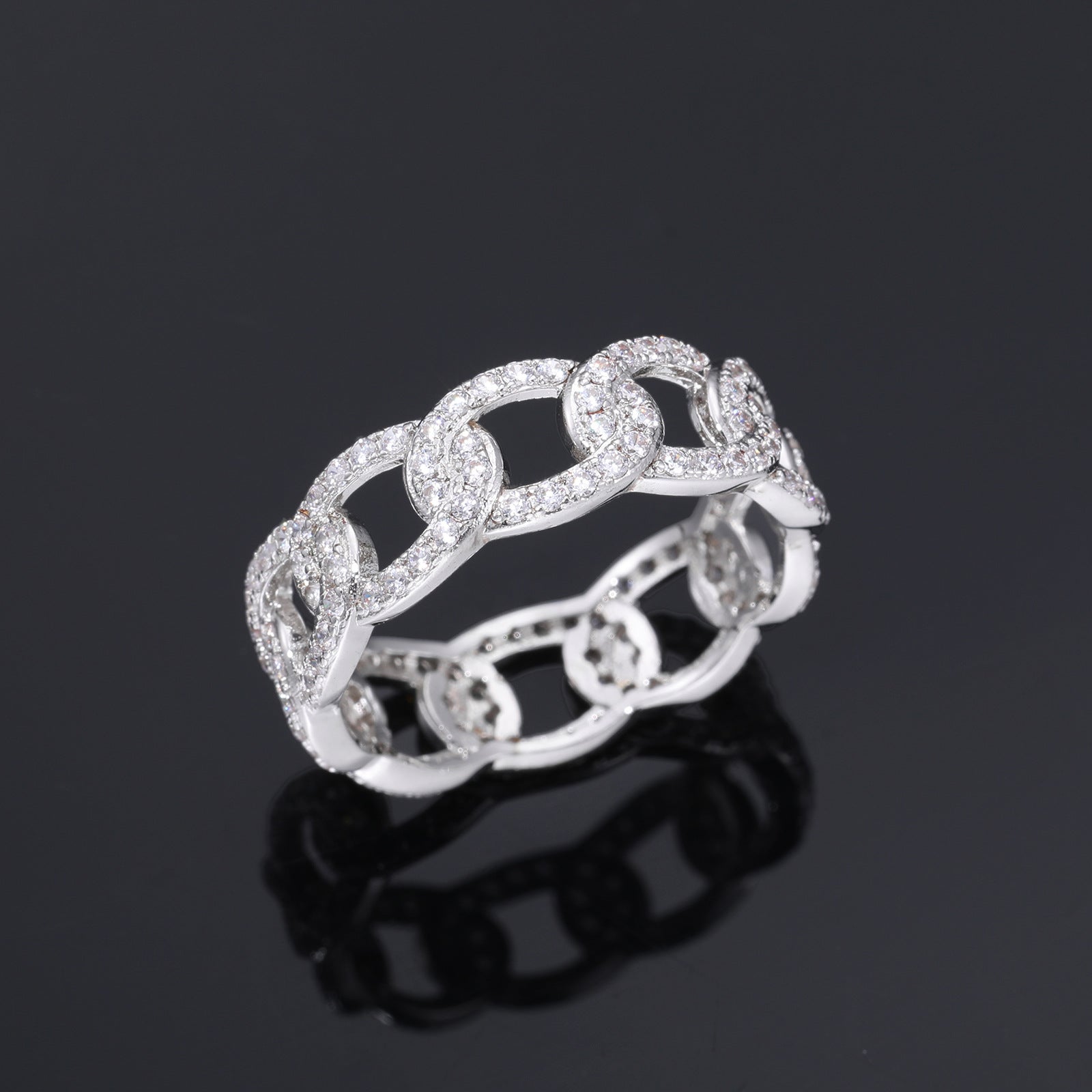 Jurchen Gold-plated Diamond-studded Chain Ring