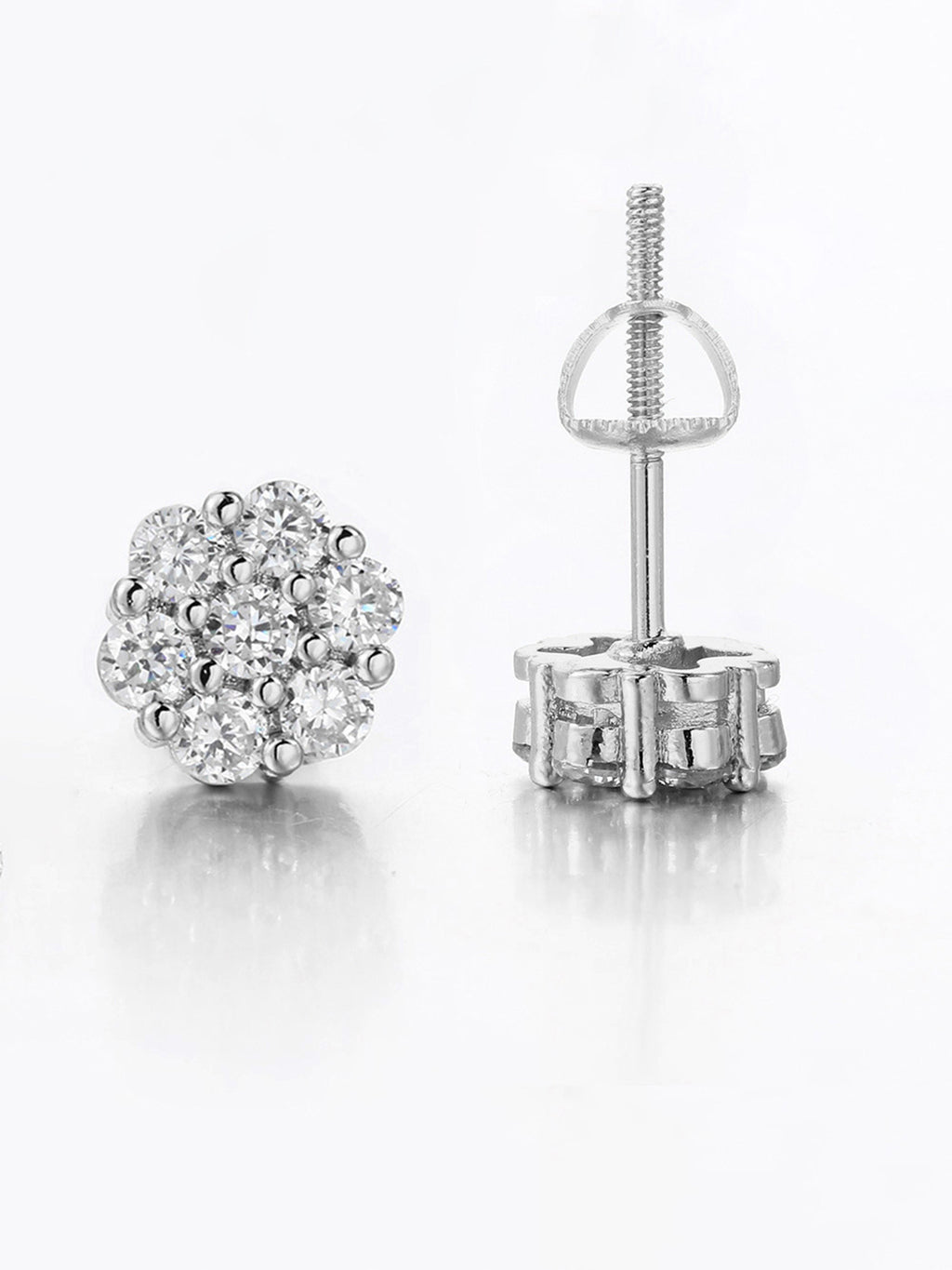 New Floral-threaded Copper Stud Earrings With Zircon Inlays