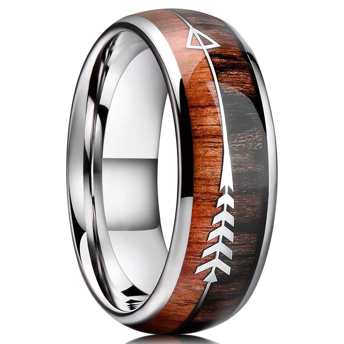 Men's 8mm Arrow-shaped Inlay Stainless Steel Ring