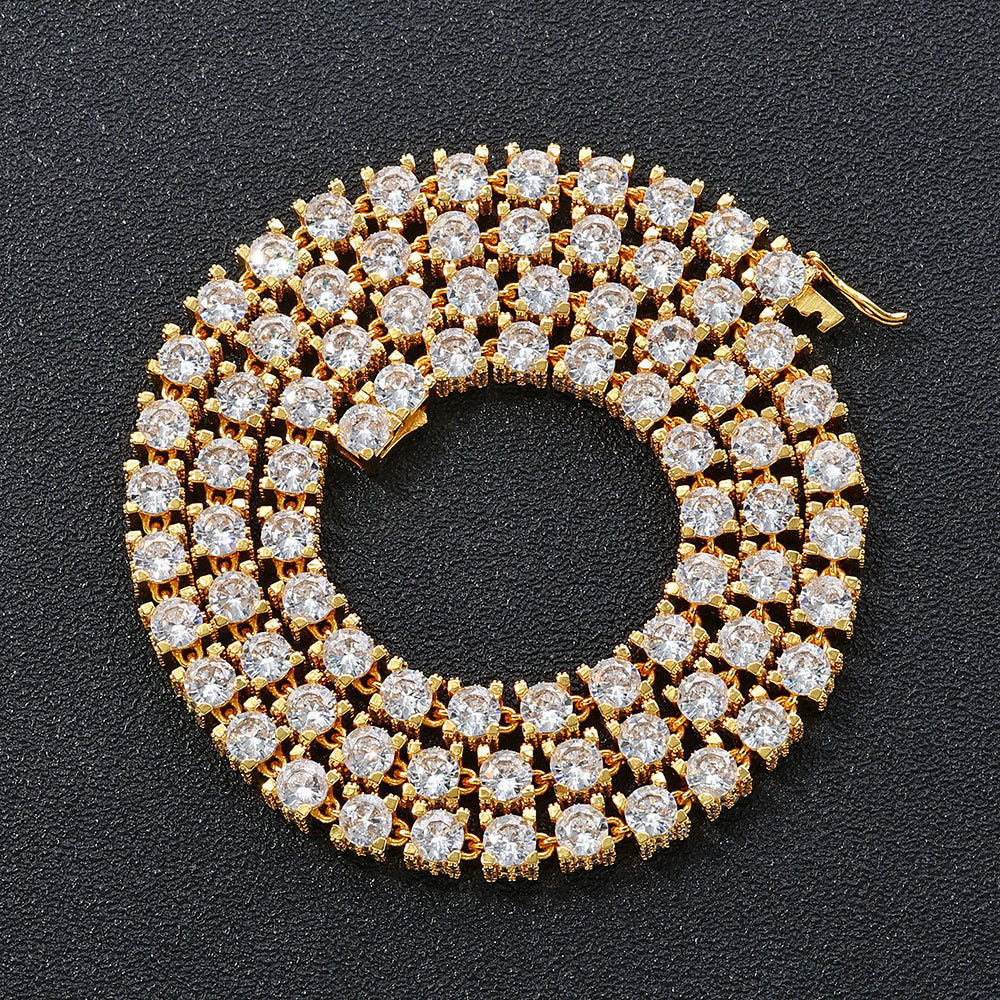 Single-row Tennis Chain Unisex Necklace Hip-hop Style