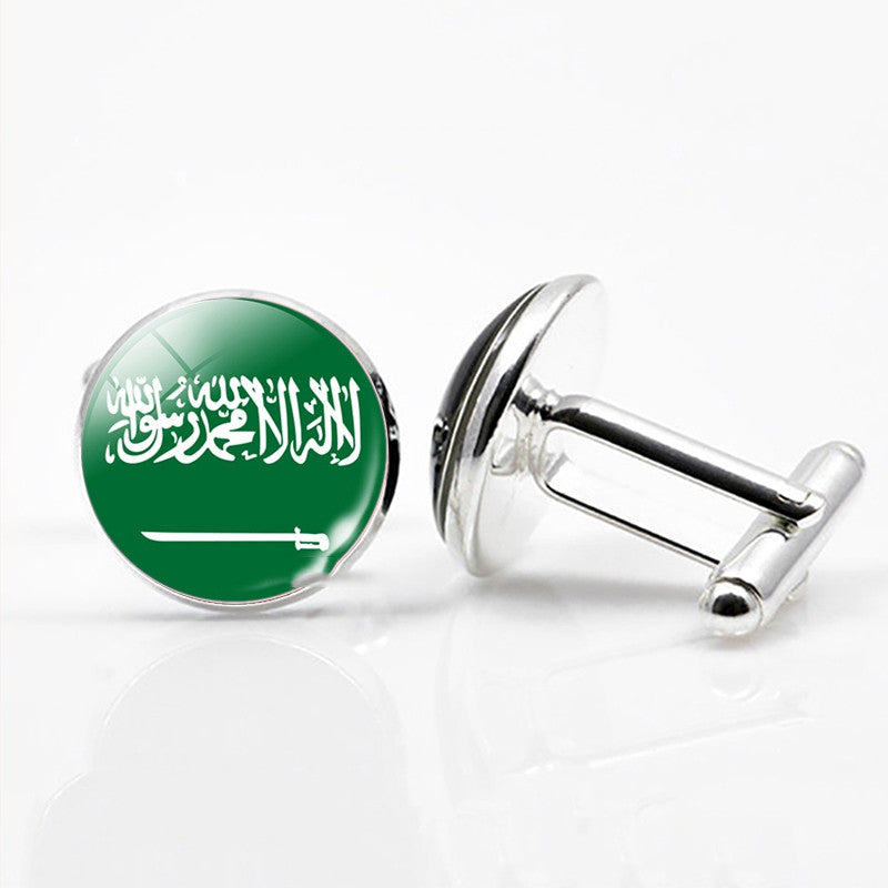 National Flags of The World Series Time Gem Cufflinks Jewelry
