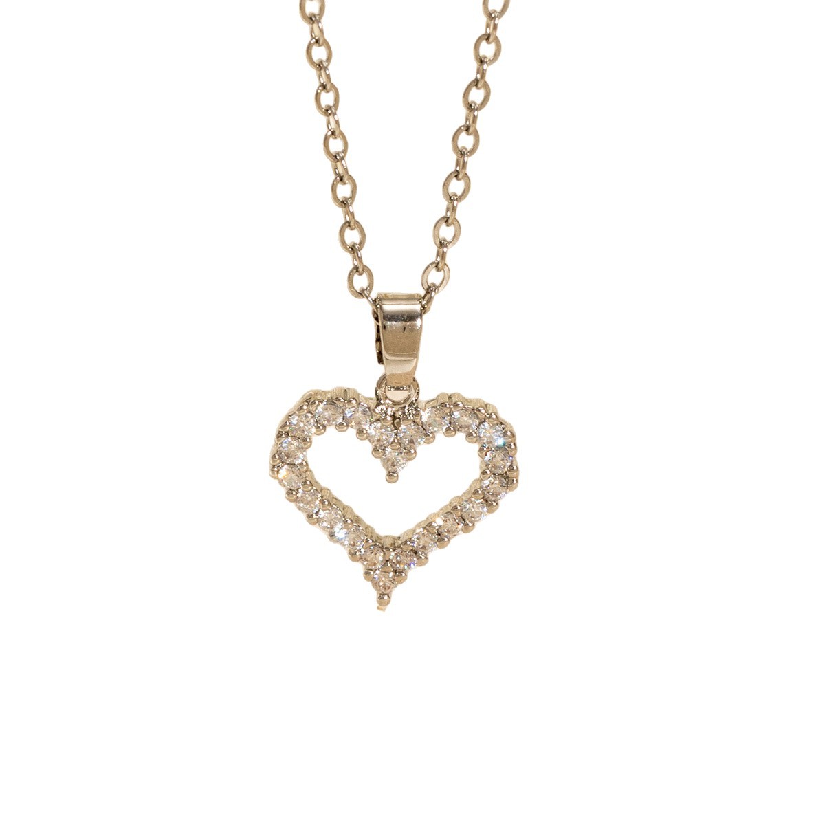 High-end Hollow Diamond-studded Heart Necklace In European And American Styles
