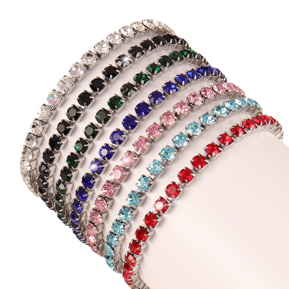 Stainless Steel 4mm Zircon Tennis Bracelet In Multiple Colors