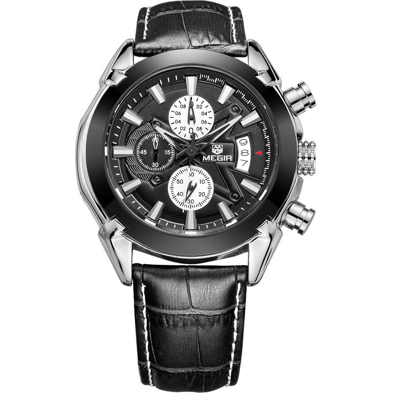 Multifunctional Timing Quartz Three Eyes And Six Needles Waterproof Luminous