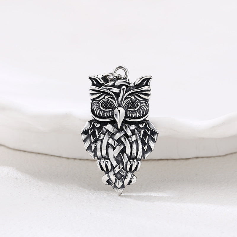 Retro Trendy Retro Style Personality Ornament 925 Sterling Silver Owl Pendant