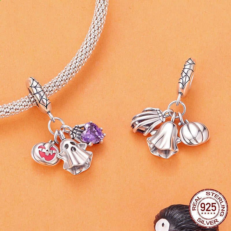 Halloween Ghost Three-in-One Pendant Parts Sterling Silver Beads