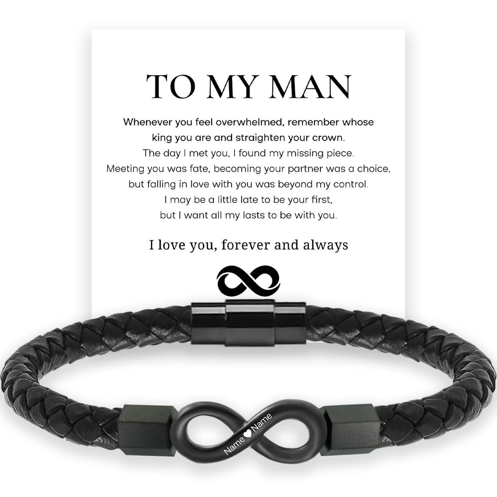 8 Leather Men's Magnetic Buckle Bracelet