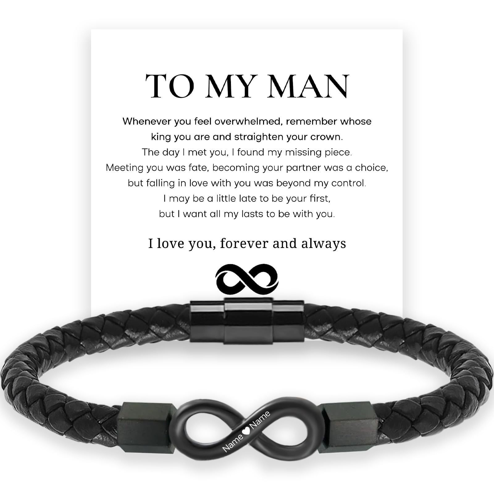 8 Leather Men's Magnetic Buckle Bracelet
