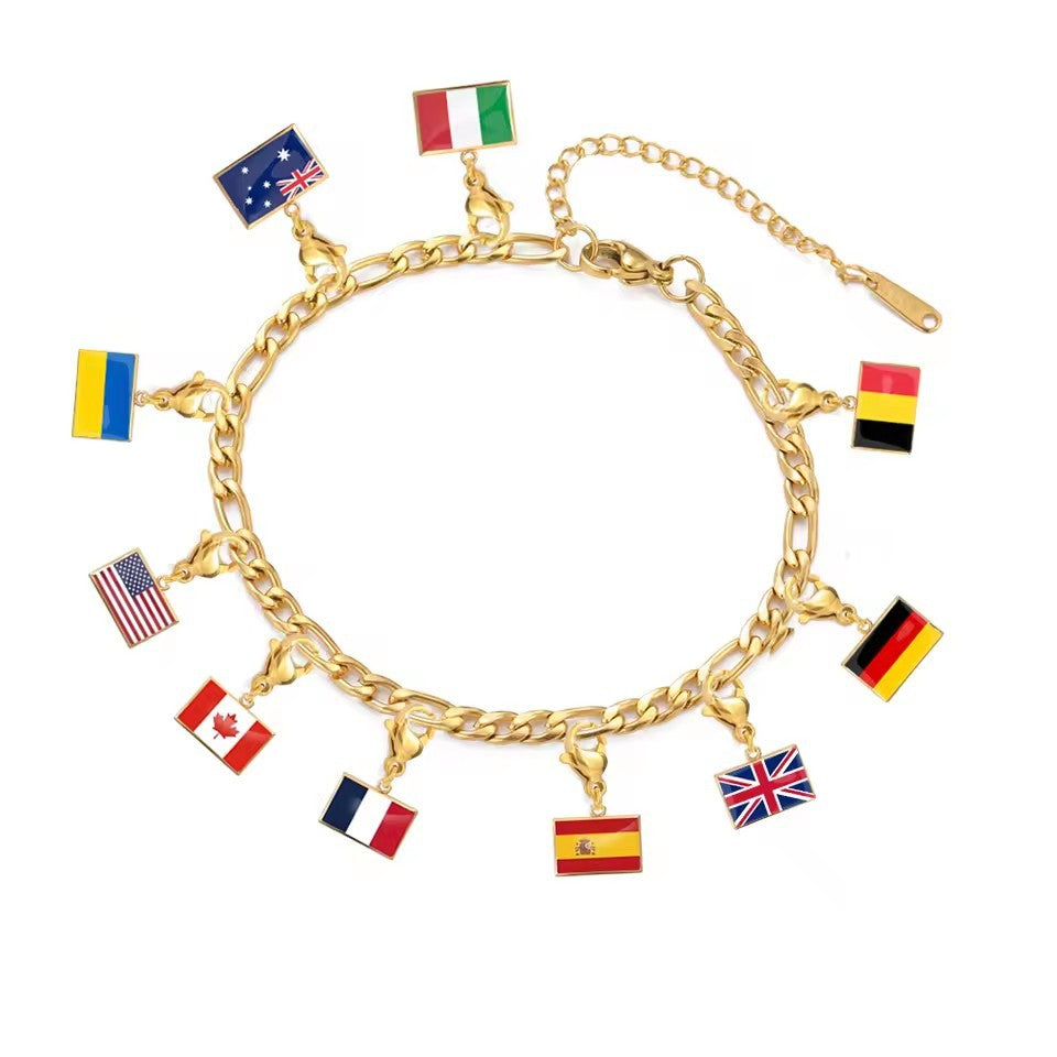 Patriotic Travel Souvenir Stainless Steel Pendant With National Flags Of Various Countries