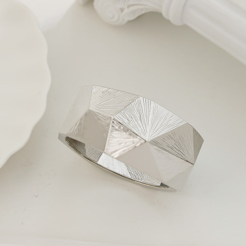 Versatile Light-luxury Punk-style Open Bangle With A Wide Design