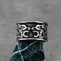 Double-Wolf-Head Titanium Steel Ring Trendy Hip-Hop Style