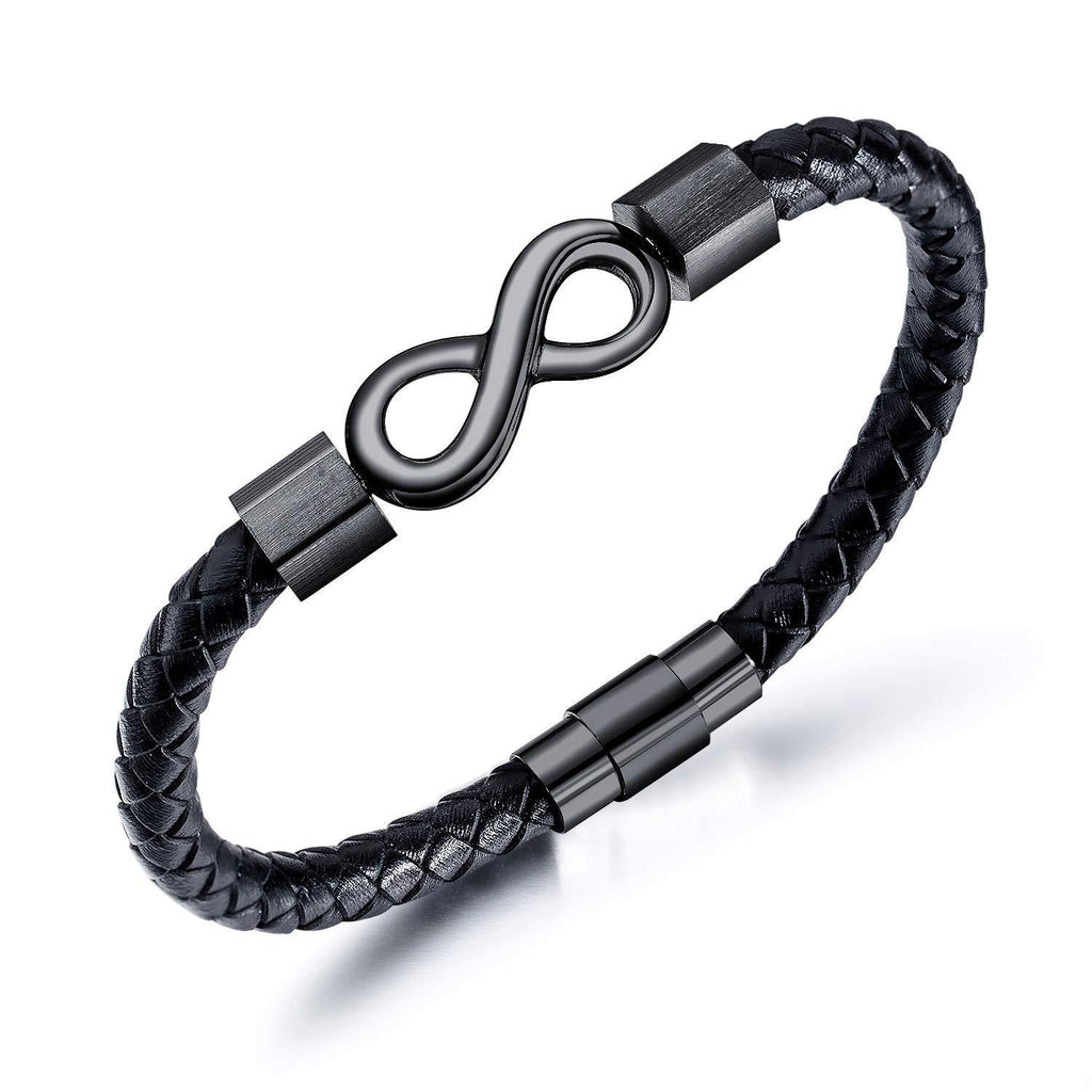 8 Leather Men's Magnetic Buckle Bracelet