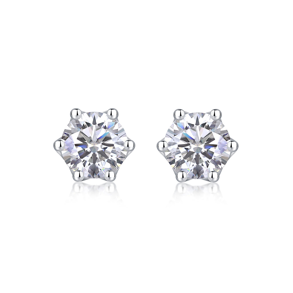Prosperity - Earrings Set With Top-quality Moissanite S925 Silver And Platinum-plated Stud Earrings, A Fashionable And Trendy Accessory, Can Be Tested With A Diamond Pen