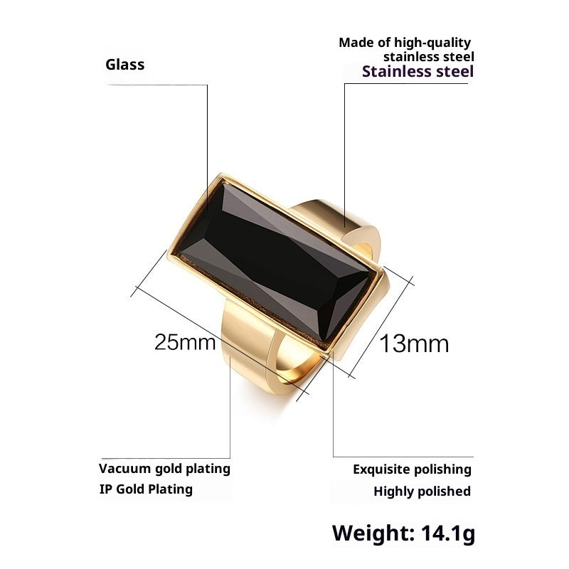 Creative Square Glass Rhinestone Men's Jewelry Ring