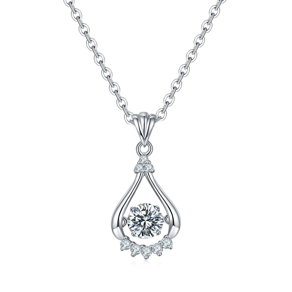 Set With Top-quality Moissanite, This Luxurious And Fashionable Light Luxury Trend Jewelry Necklace Pendant Is Made Of S925 Silver Electroplated With Platinum