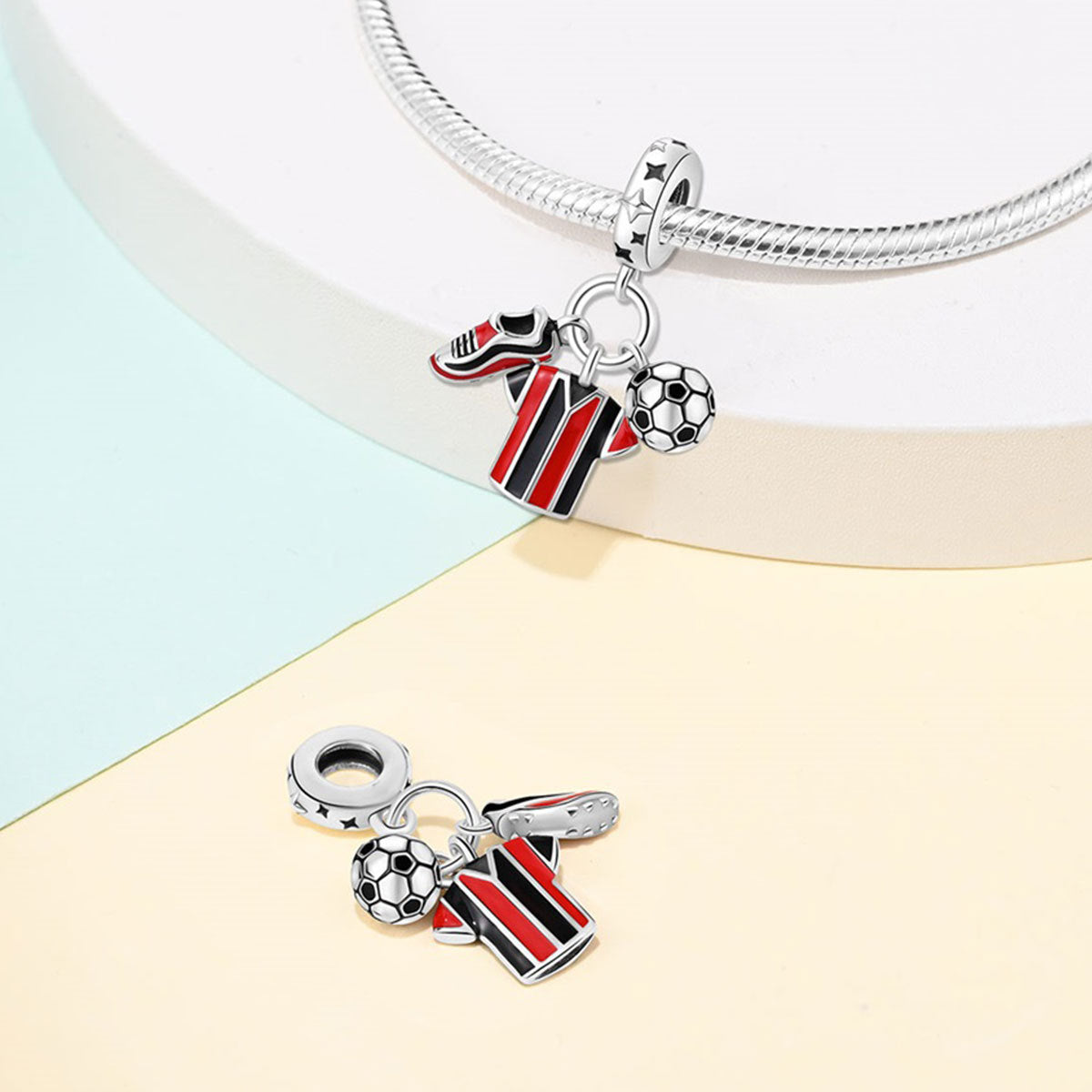 925 Silver Plated Copper Charm Beads For Sports Fitness And Soccer DIY Jewelry Accessories For Bracelets