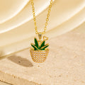 Micro-painted Zircon Droplet Niche Plant Pendant Cactus Necklace