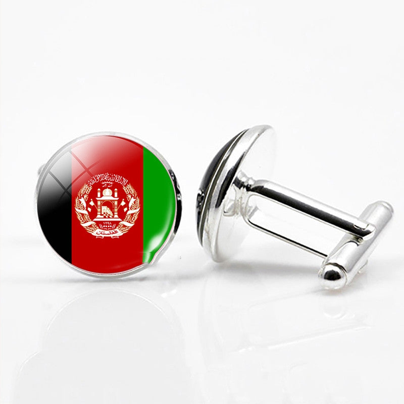 National Flags of The World Series Time Gem Cufflinks Jewelry