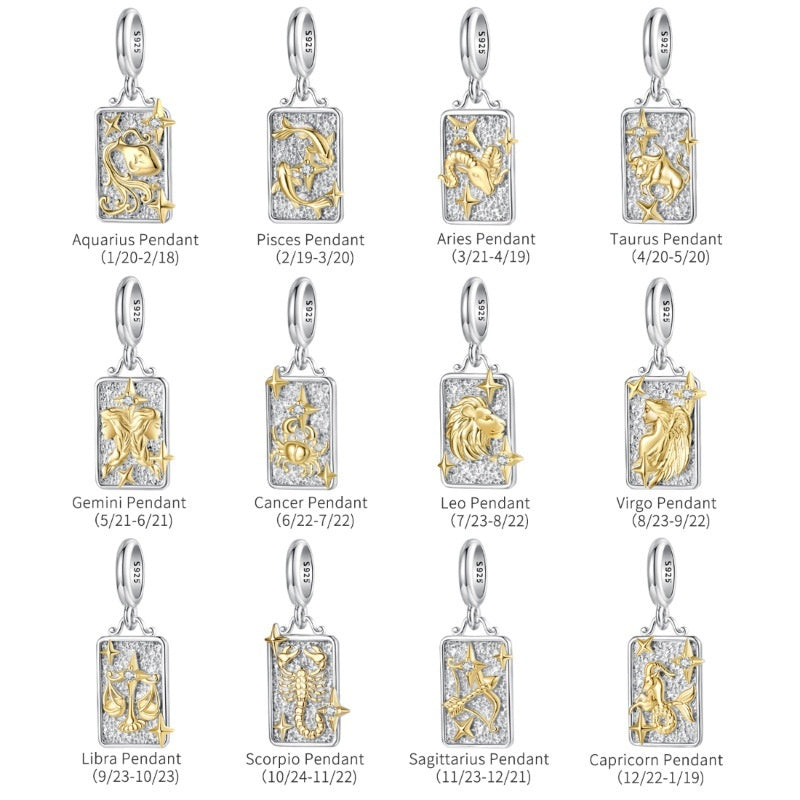 S925 Sterling Silver Twelve Constellation Pendant Ornaments Accessories