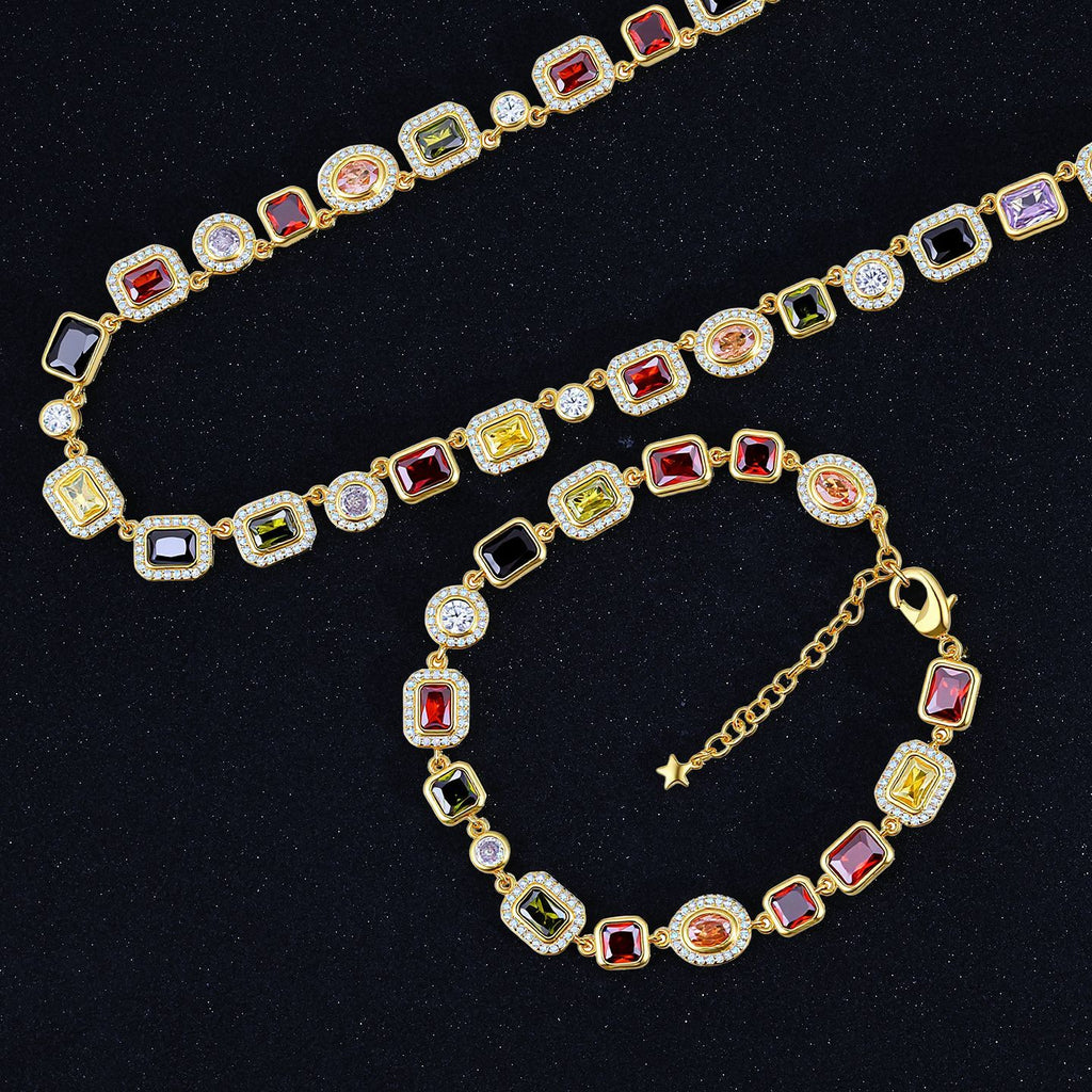 Hip-Hop Colorful Gemstone Womens Jewelry Necklace