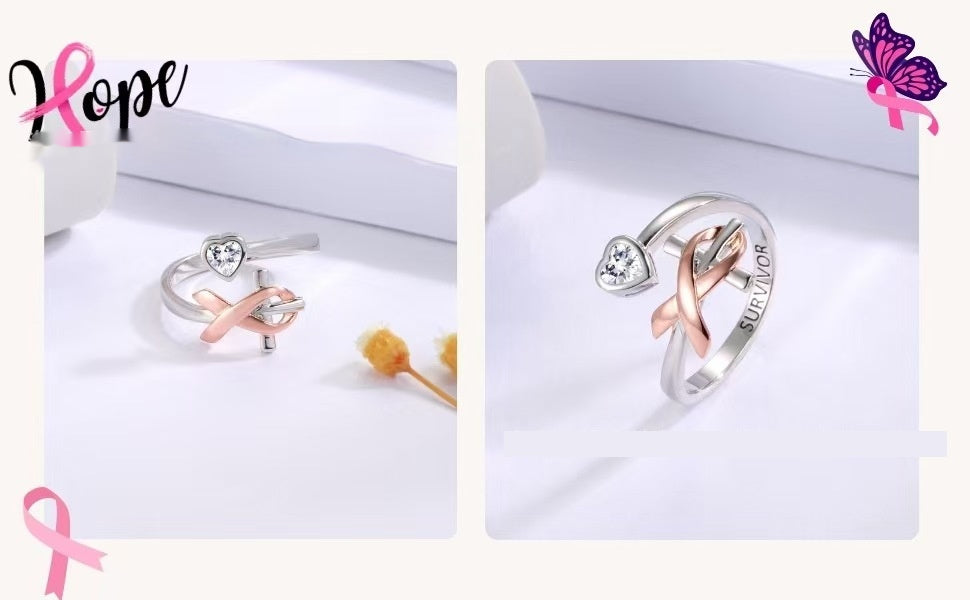 Sterling Silver Heart Shaped Zircon Fashionable Light Luxury Ring