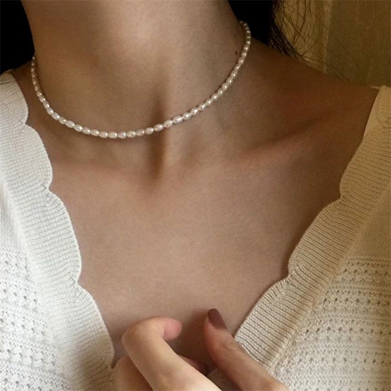 Womens Single-strand Faux Pearl Necklace