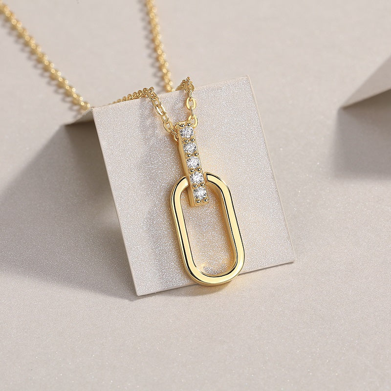 Light And Shadow Geometry - A Fashionable And Trendy Necklace Pendant Set With Top-quality Moissanite S925 And Silver Plated With Gold Can Be Tested With A Diamond Pen