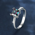 Womens Platinum Square Ring With Four Prongs
