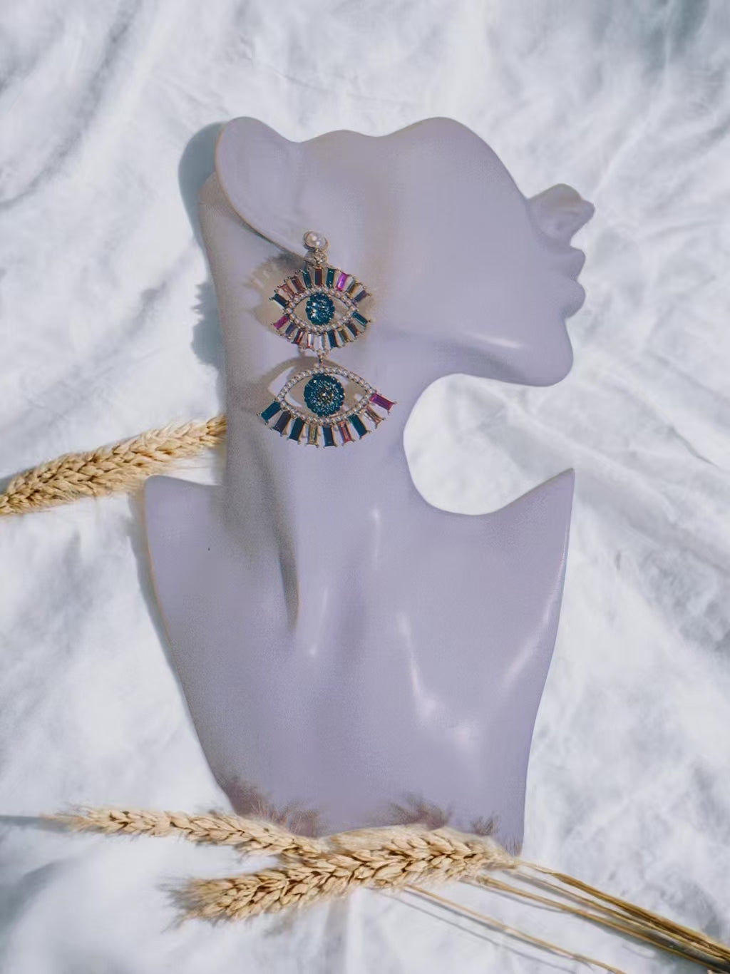 Divine Eye Gold-Tone Drop Earrings With Cubic Zirconia