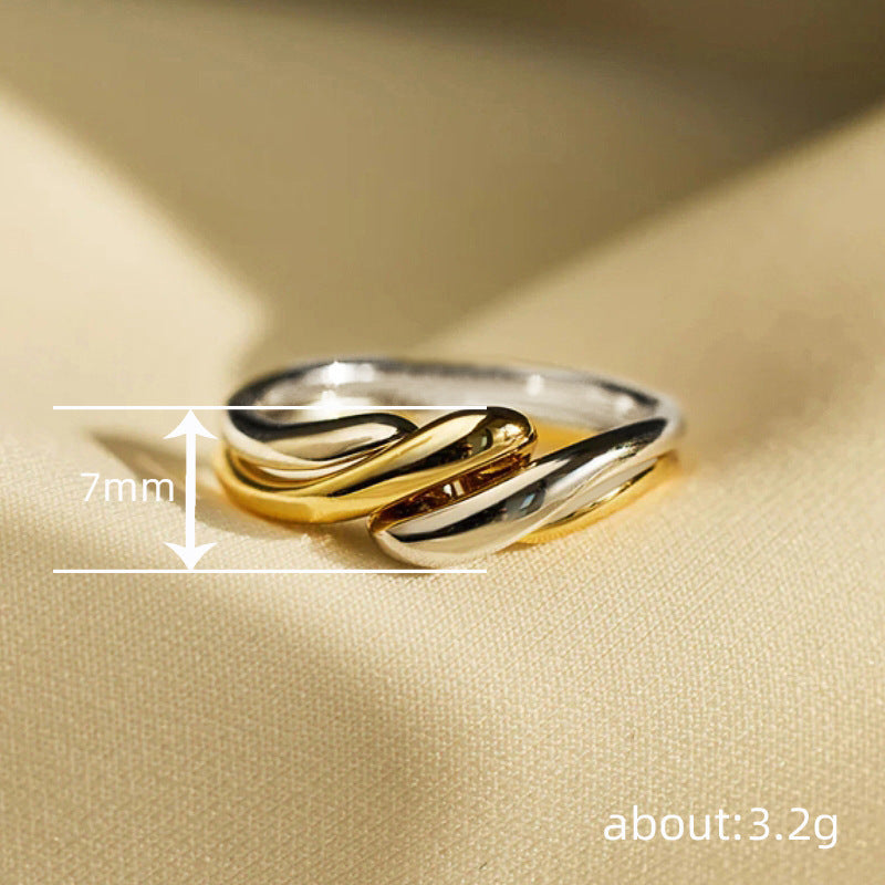Womens Irregular Water Wave Pattern Open Ring Set Of Jewelry