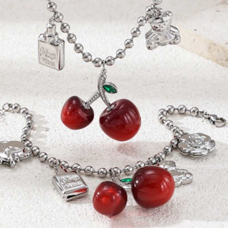 Fashionable And Exquisite Cherry Elephant Bear Flower Pendant