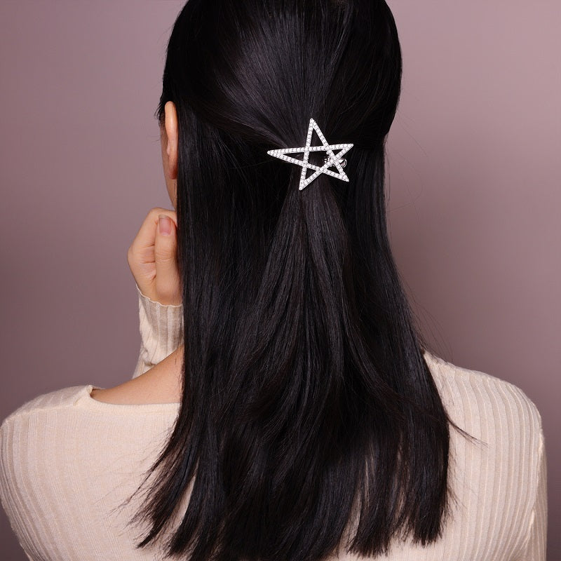 Pentagonal Hairpin - Set With Top-quality Moissanite S925, Silver And Platinum-plated Hairpin, A Fashionable And Trendy Accessory That Can Be Tested With A Diamond Pen