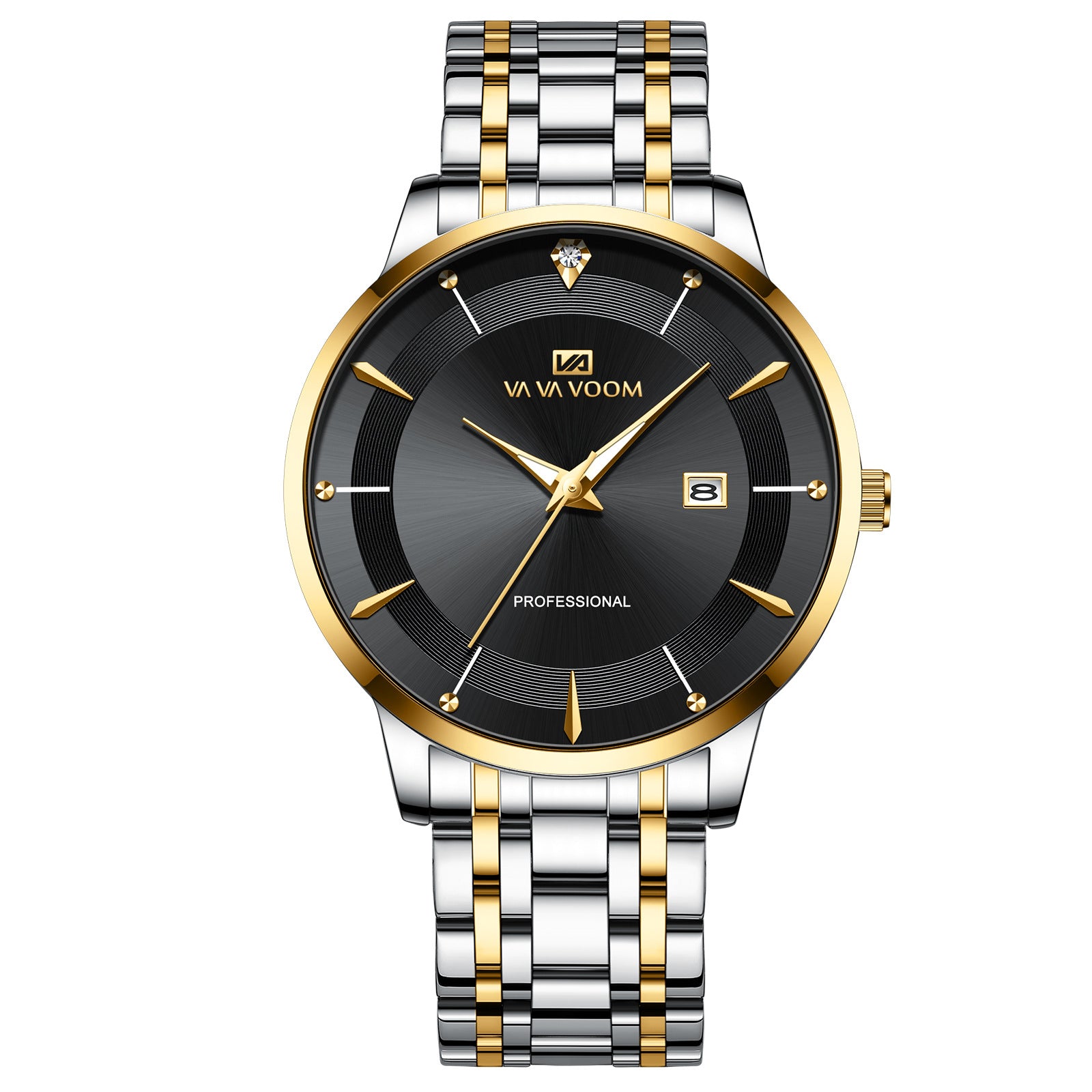 Men's Business Waterproof Stainless Steel Calendar Watch