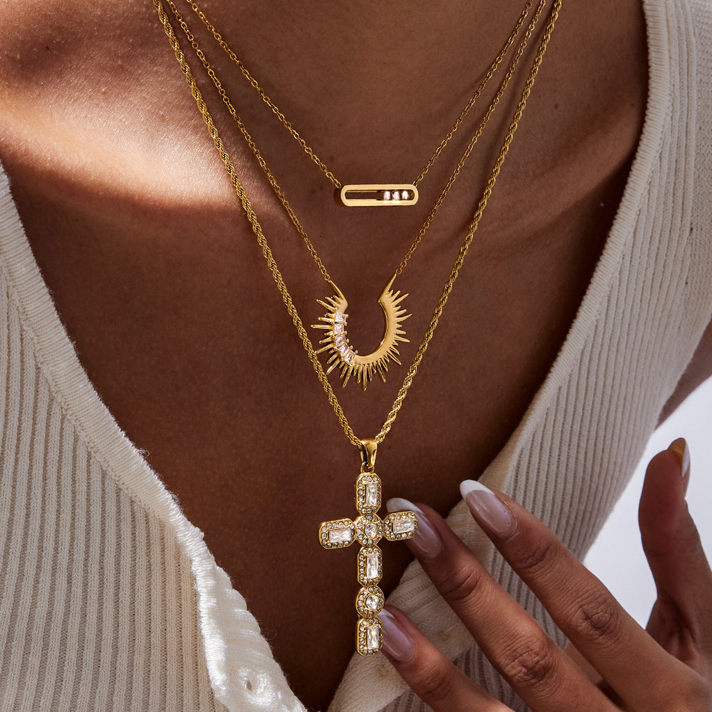 Titanium Steel Cross Pendant For Womens Sweater Chain