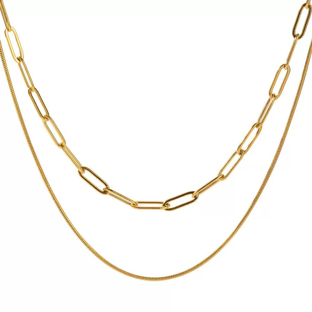 Stylish Double-layer Coiled Paperclip Necklace Minimalist And Vintage