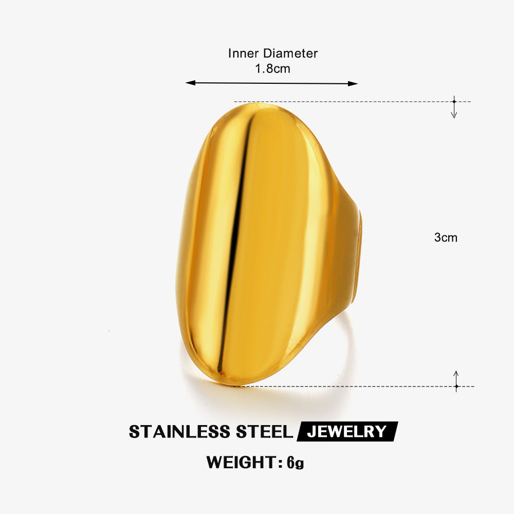 Stainless Steel Simple Style Exaggerated Thick Ring Personality