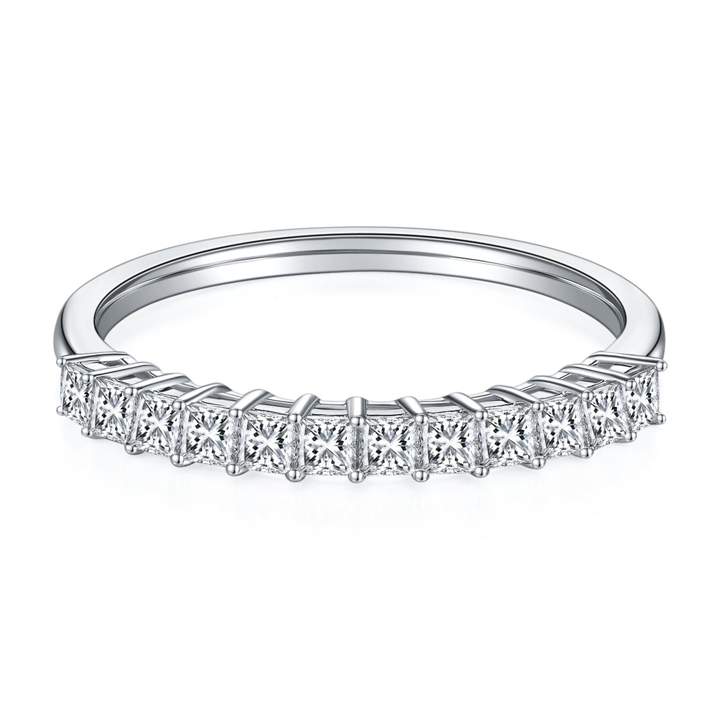 A Luxurious And Fashionable Light Luxury Jewelry Silver Ring Set With Top-quality Moissanite, S925 Silver Plated With Platinum