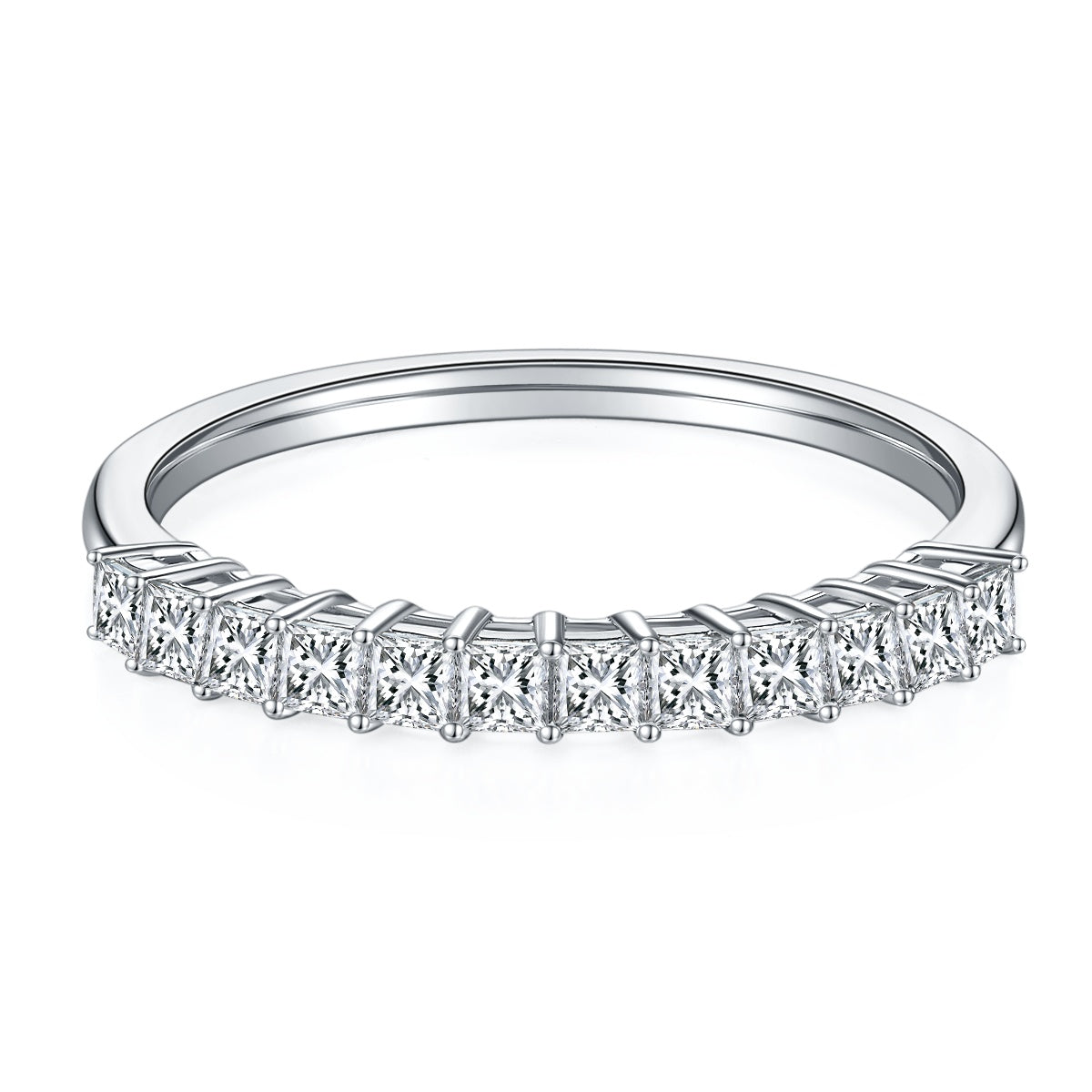 A Luxurious And Fashionable Light Luxury Jewelry Silver Ring Set With Top-quality Moissanite, S925 Silver Plated With Platinum
