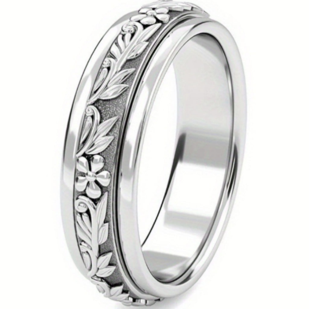 Retro Embossed Pattern Ring Minimalist And Versatile For Women
