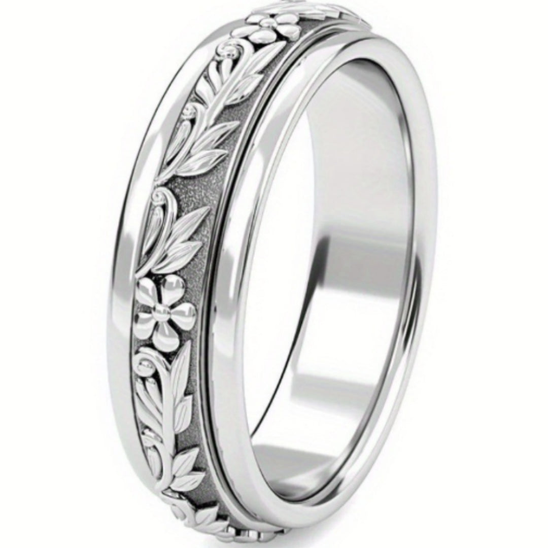 Retro Embossed Pattern Ring Minimalist And Versatile For Women