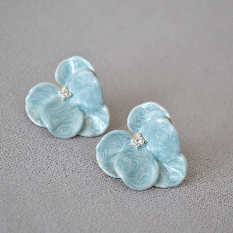 Handmade Enamel Orchid And Butterfly Earrings