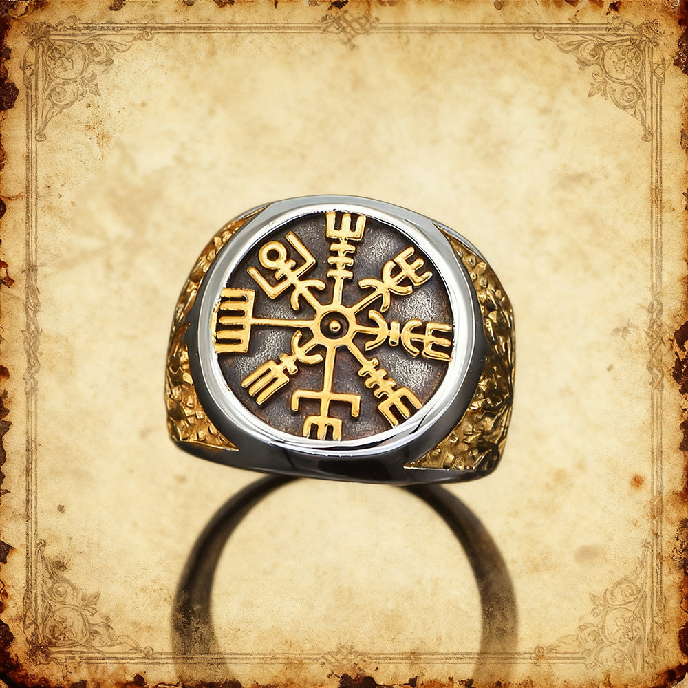 Men's Stainless Steel Ring Mythical Viking Rune Vintage World Tree Design
