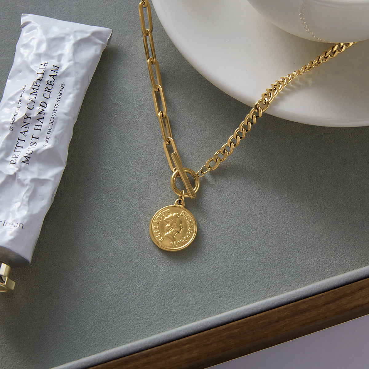 Elegant Understated Design With A Classic 18K Gold Stainless Steel Necklace