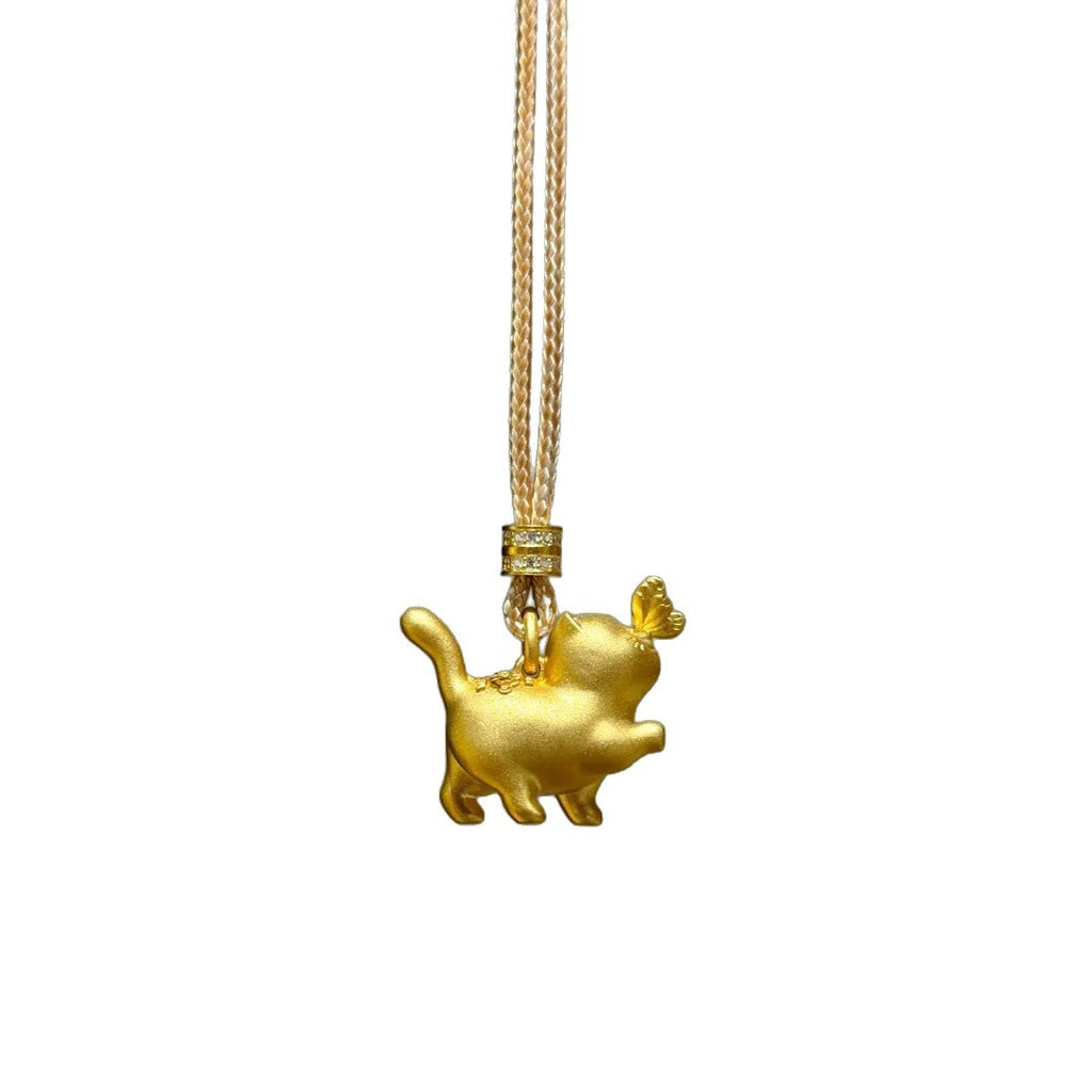 Kitten And Butterfly Pendant Adorable Sweet Cat And Butterfly Design