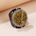 Agate Crystal Bud Round Cake Electroplated Gold Hand Inlaid Diamonds