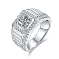 Men's 1-carat Luxury And Fashionable Light Luxury Jewelry Silver Ring Set With Top-quality Moissanite, S925 Silver-plated Platinum