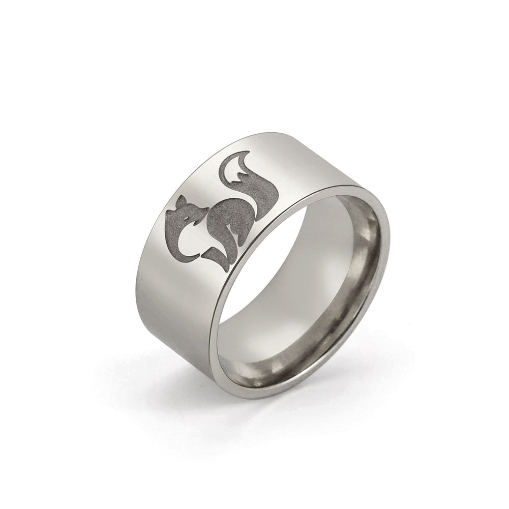 10mm-wide Stainless Steel Squirrel Men's Titanium Ring
